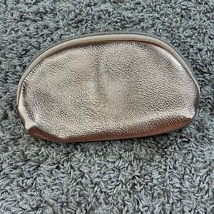 Flawless Rose Gold Metallic Pouch Cosmetic Makeup Bag Zipper Closure